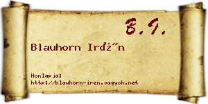 Blauhorn Irén névjegykártya